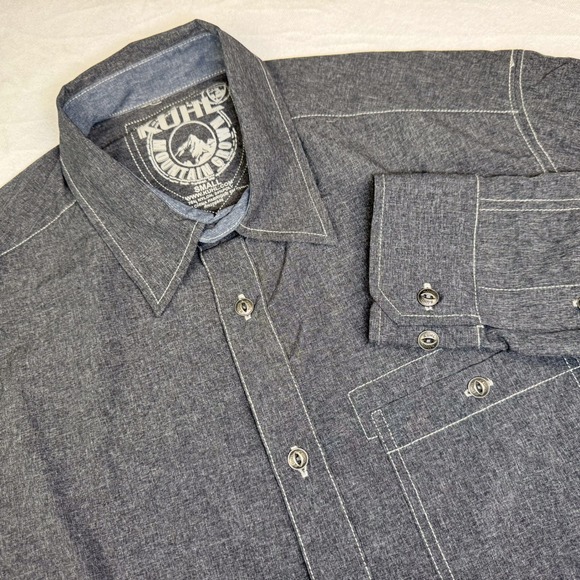 KUHL Men's S Mountain Grown Gray Long Sleeve Button Up Contrast Stitch Shirt - Picture 1 of 6